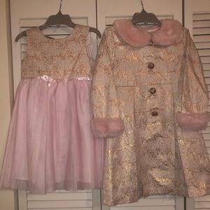 Pink and rose gold dress with jacket.